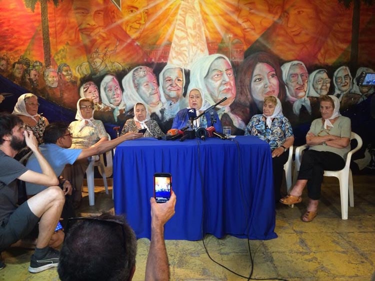 Bonafini en la conferencia de prensa de esta tarde.