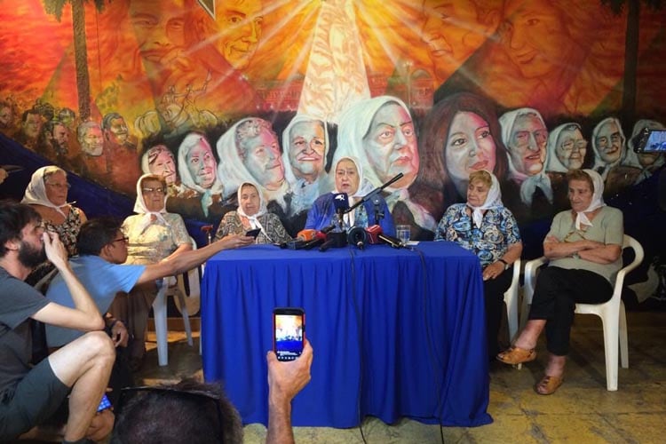 Bonafini en la conferencia de prensa de esta tarde.