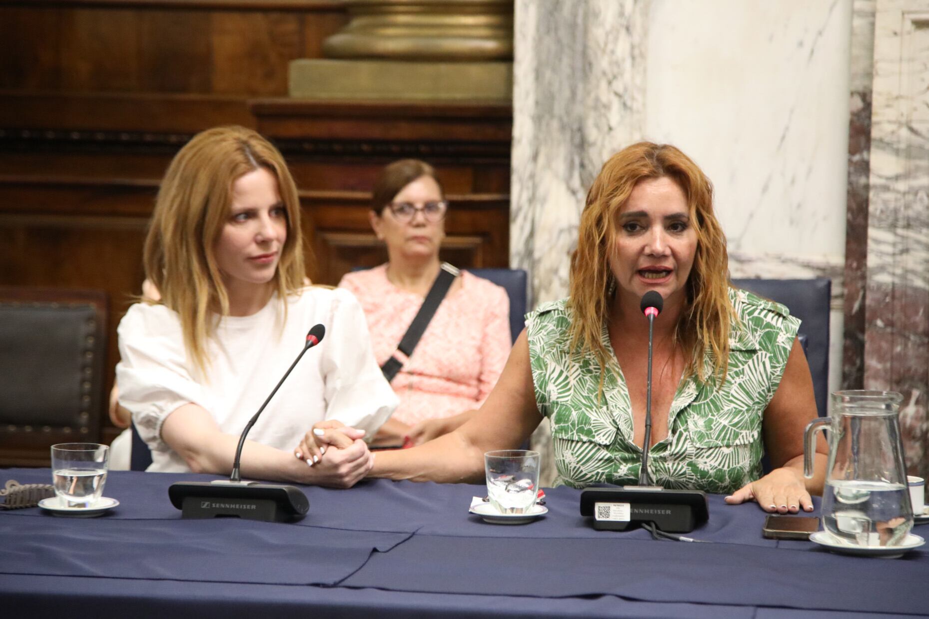 Nancy Pazos y Agustina Kampfer en el Congreso de la Nación.