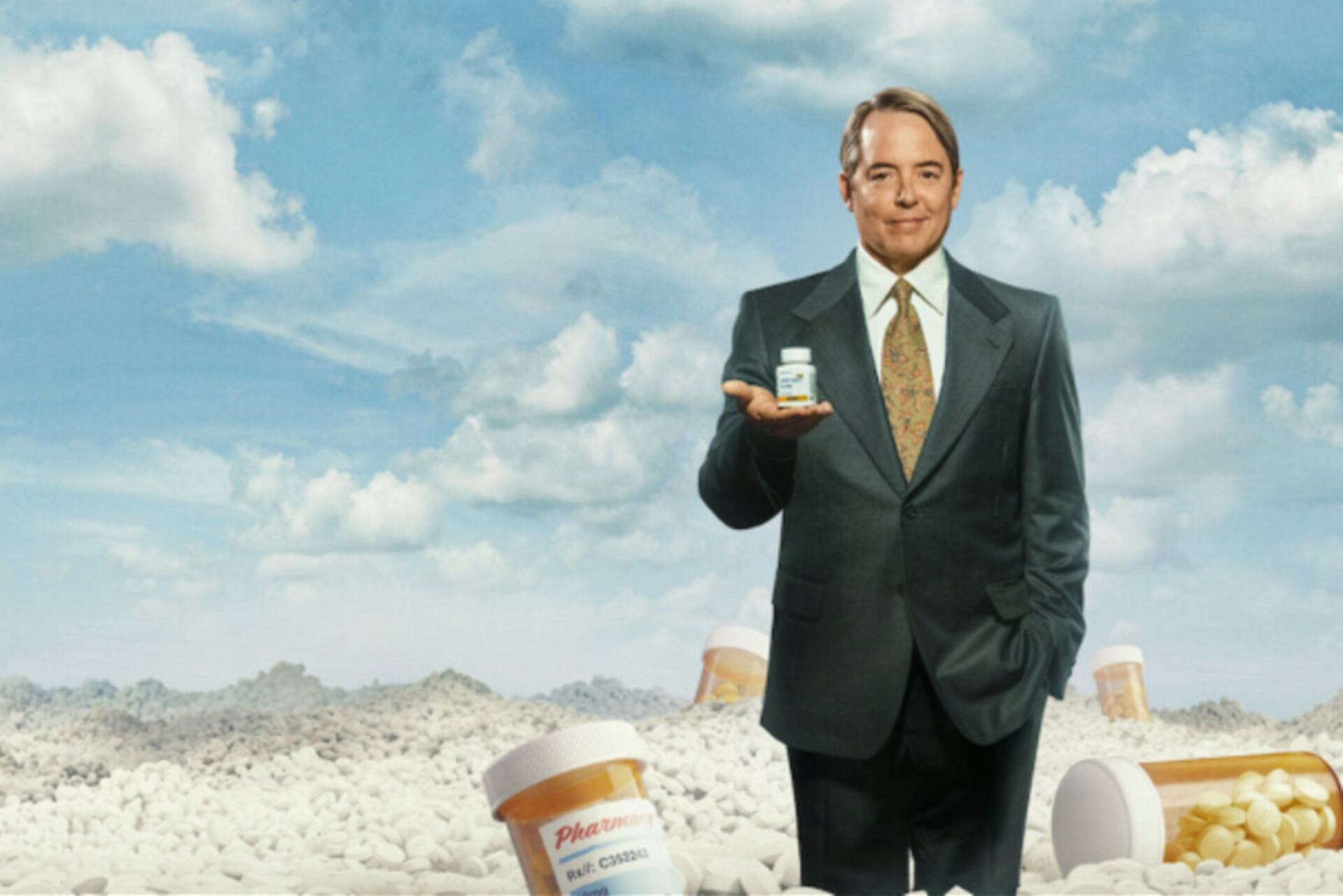 El actor Matthew Broderick, en la piel del dueño del laboratorio que fabricó el analgésico que se cobró miles de vidas en Estados Unidos. Imagen: Netflix