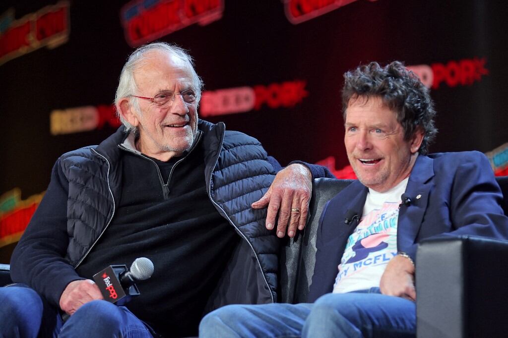 Michael Fox y Christopher Lloyd protagonizaron un emotivo reencuentro en Nueva York. Imagen: AFP