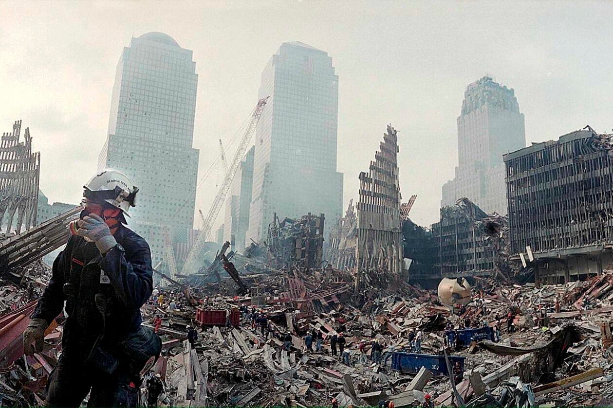 Las ruinas de las Torres Gemelas después del atentado.