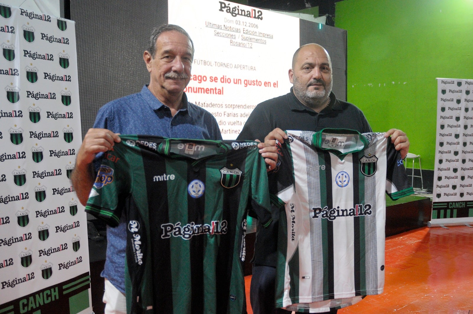 Ricardo Badía, gerente de Página 12 y Hugo Bellón, presidente de Chicago.