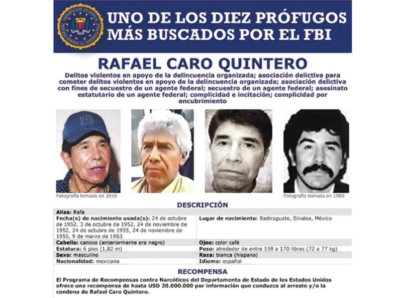 El capo encabeza la lista de los 10 más buscados del FBI