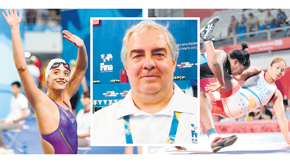 Osvaldo Arsenio elogió el trabajo de la nadadora Delfina Pignatiello (izquierda) y de la luchadora Linda Machuca (derecha).