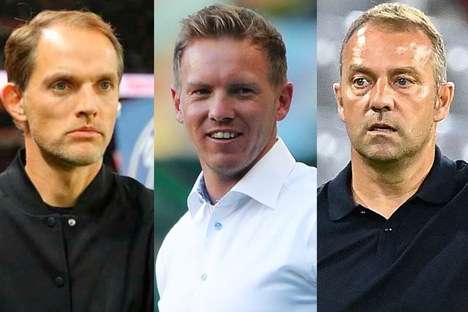 Thomas Tuchel (PSG), Julian Nagelsmann (Leipzig) y Hans Dieter Flick (Bayern Múnich).