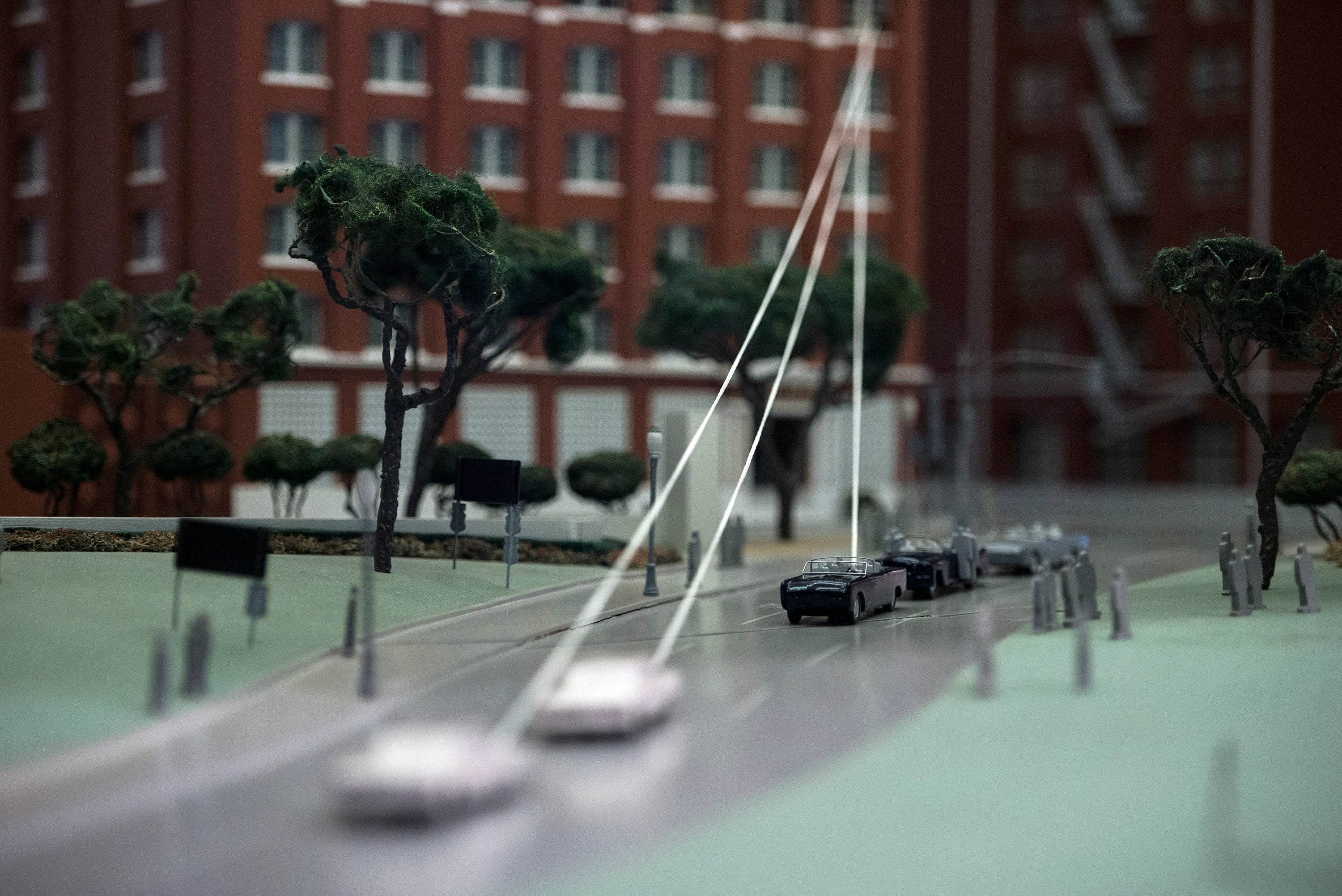 Maqueta del asesinato  de Kennedy que se exhibe en un museo de Texas.
