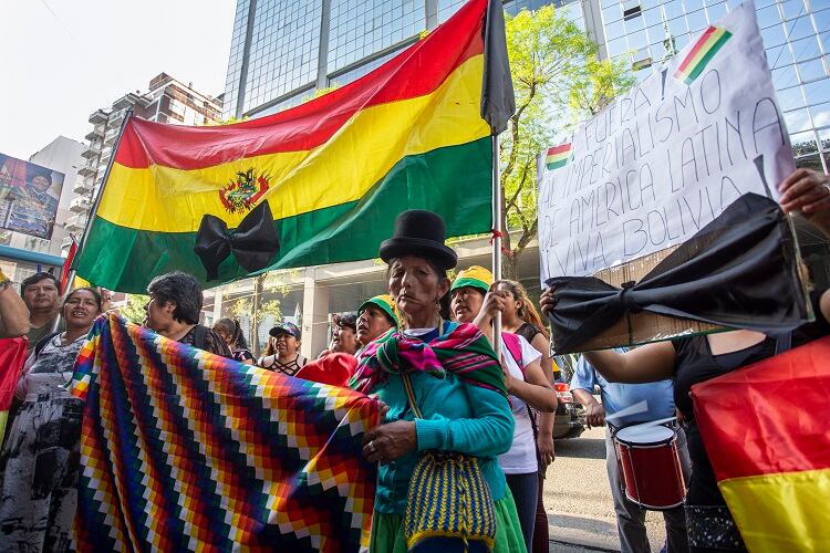 Una de las protestas en Buenos Aires contra el golpe. 