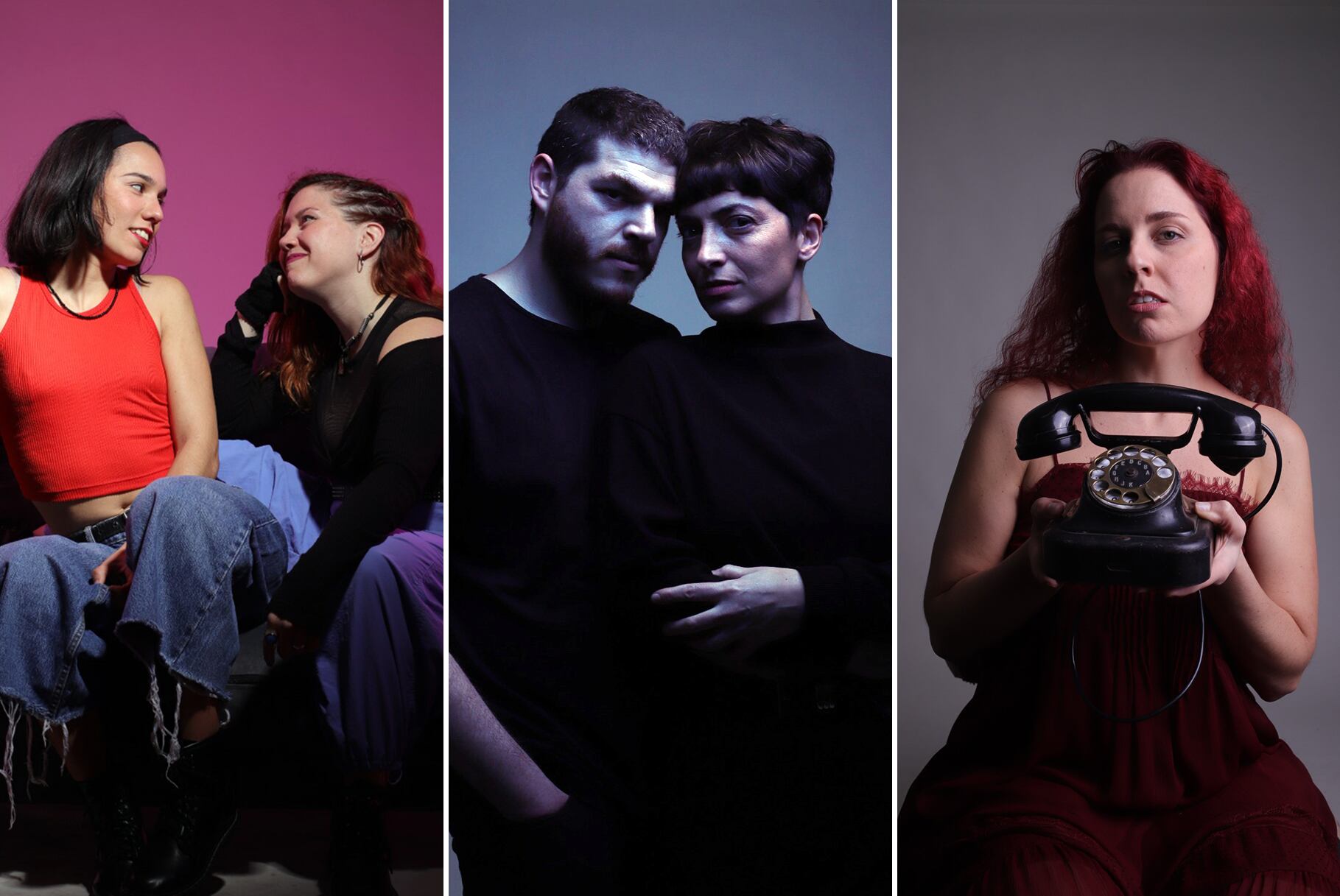 "Alto viaje amiga": Ariana Favaretto y Camila Hidalgo Solís. ."Apocalipsis": Eva Ricart y Germán Lucatti. "Te escucho un poco lejos": Sofía Di Palma-