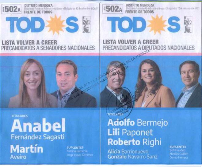 Elecciones 2021: qué boletas hay en las PASO de Mendoza.