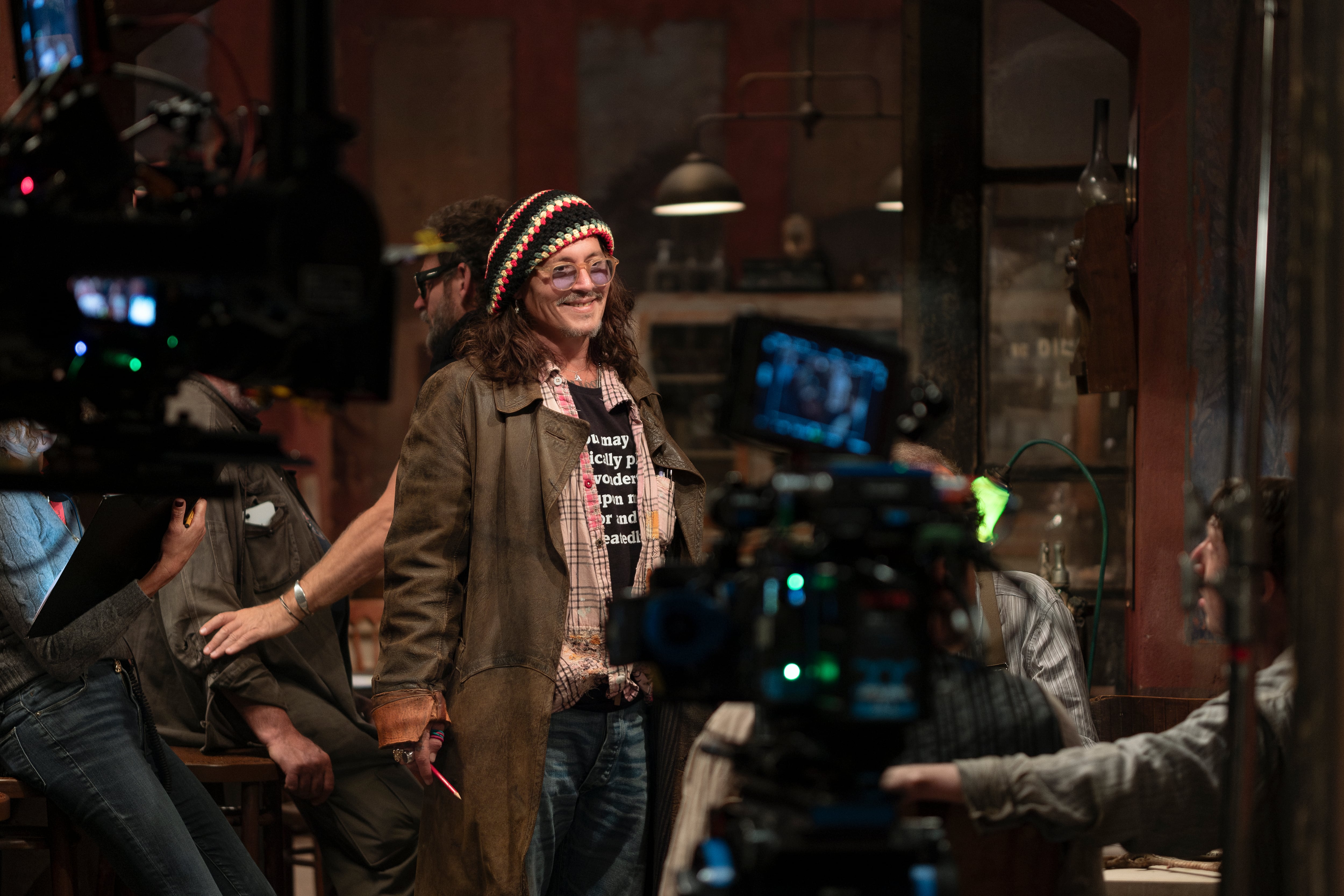 Depp durante la filmación.