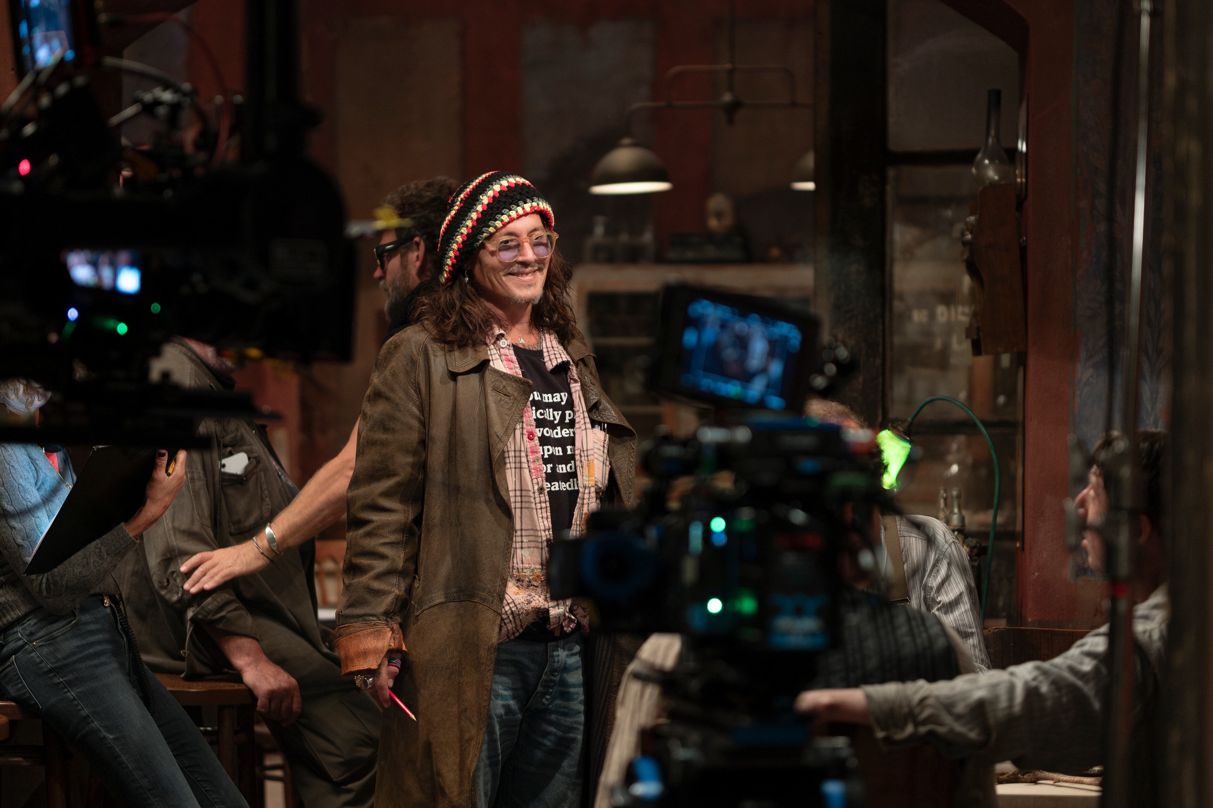 Depp durante la filmación.