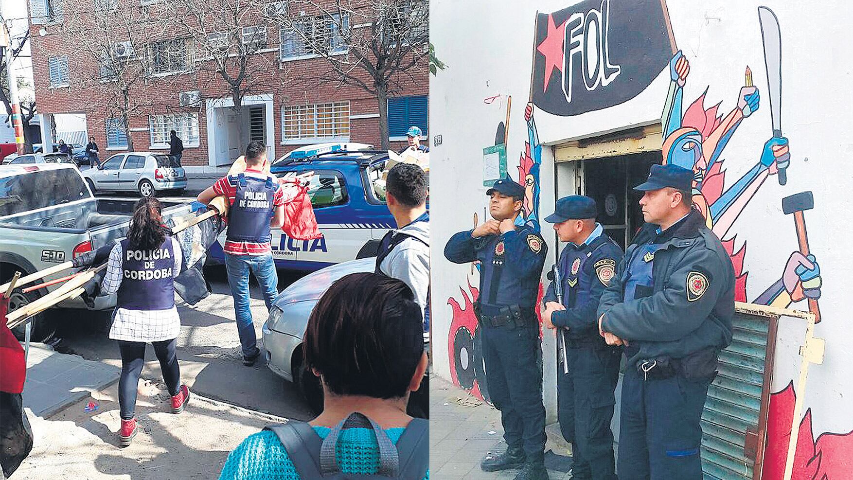 Los operativos incluyeron locales del Frente Córdoba Ciudadana y hasta la particular casa de una joven madre.