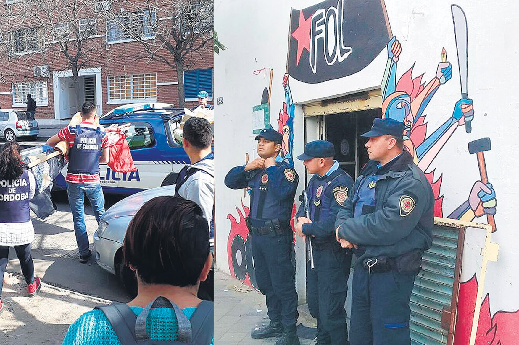 Los operativos incluyeron locales del Frente Córdoba Ciudadana y hasta la particular casa de una joven madre.