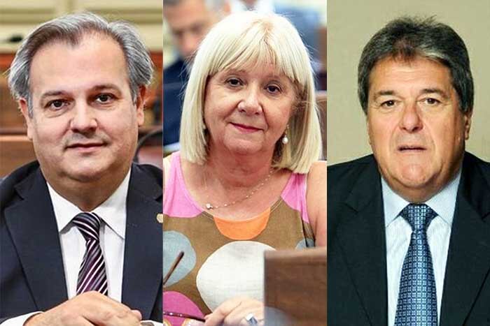 Diputados Pablo Farías (FPCyS), Matilde Bruera y Luis Rubeo (PJ).