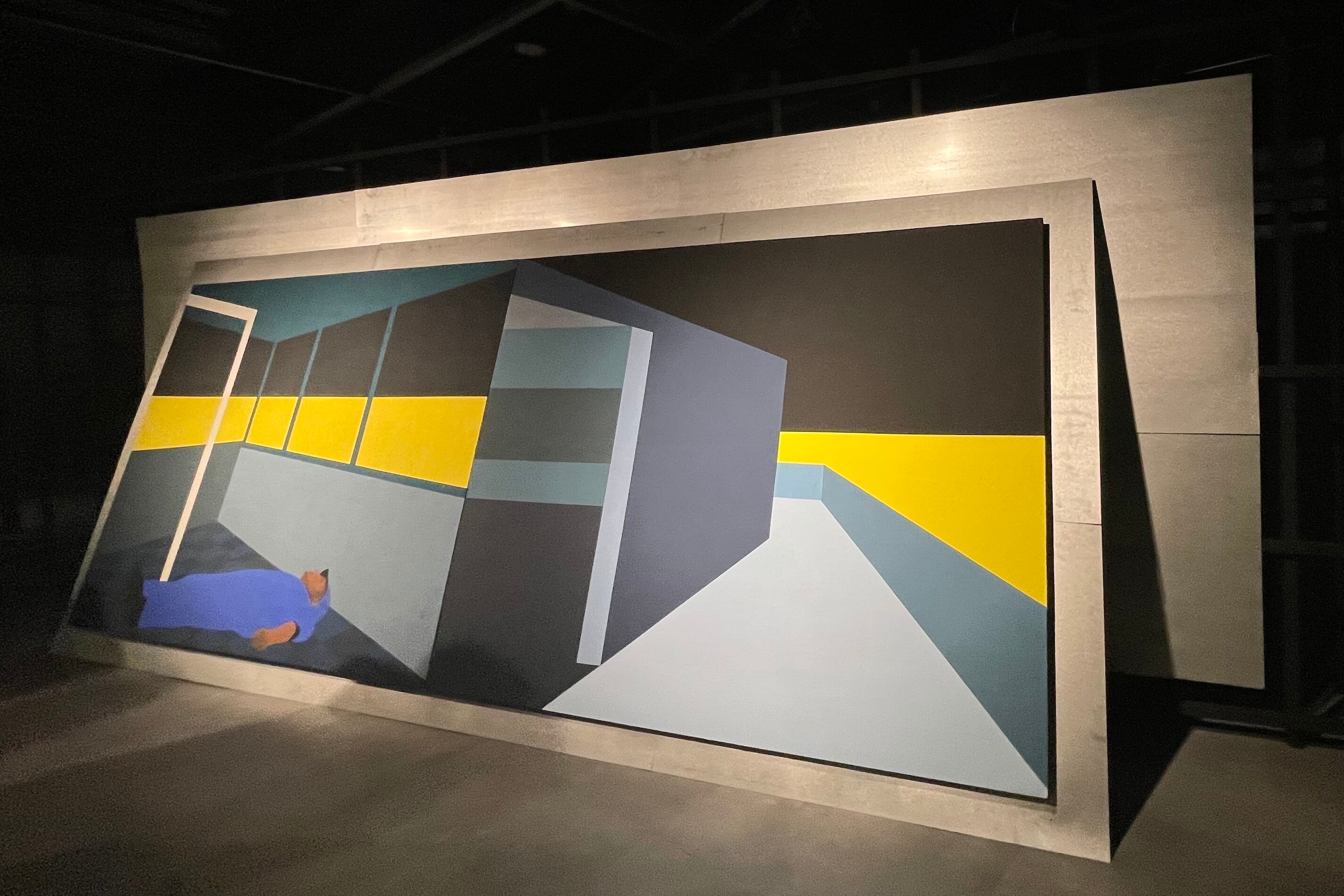 Detalle de la instalación pictórica de Leila Tschopp en Arthaus. Abajo: Pintura de Leila Tschopp.