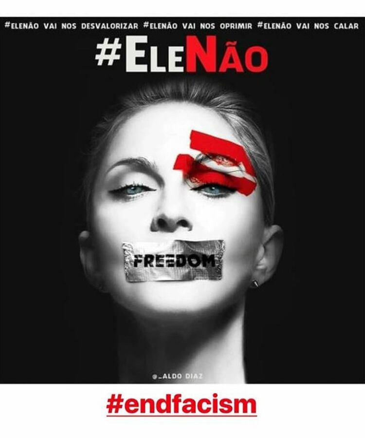 El afiche con la imagen de Madonna que se volvió viral.