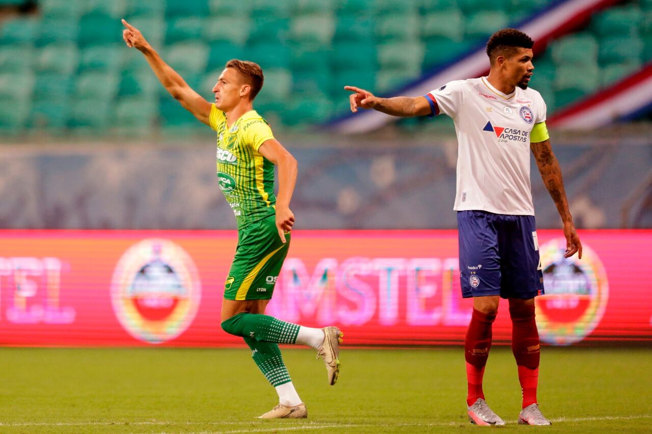 Braian Romero festeja uno de sus goles.