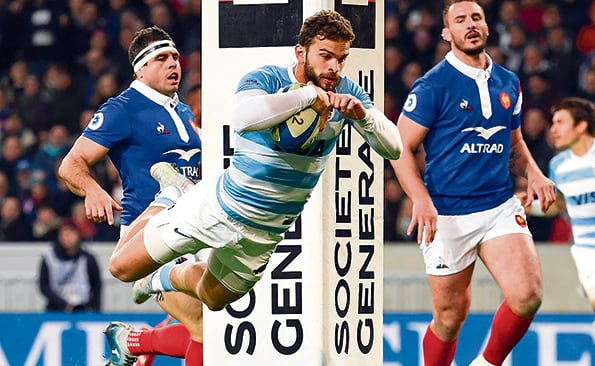 El try del tucumano Moyano, con el que Los Pumas abrieron el marcador.