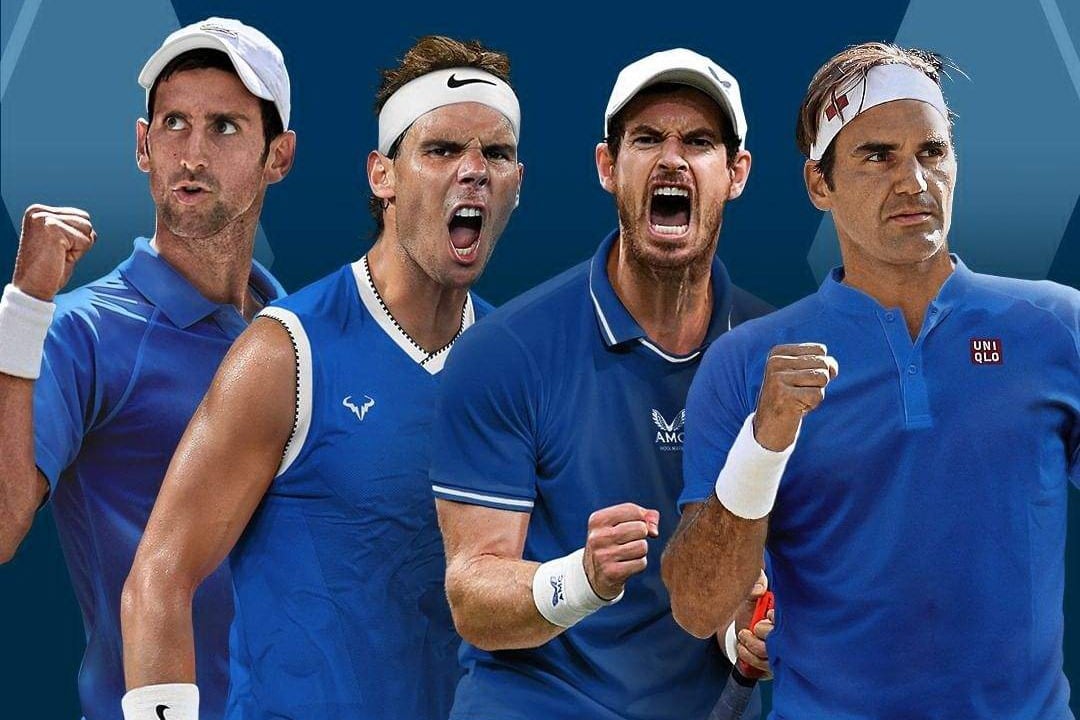 Nole, Rafa, Andy y Roger, los cuatro grandes del tenis juntos.