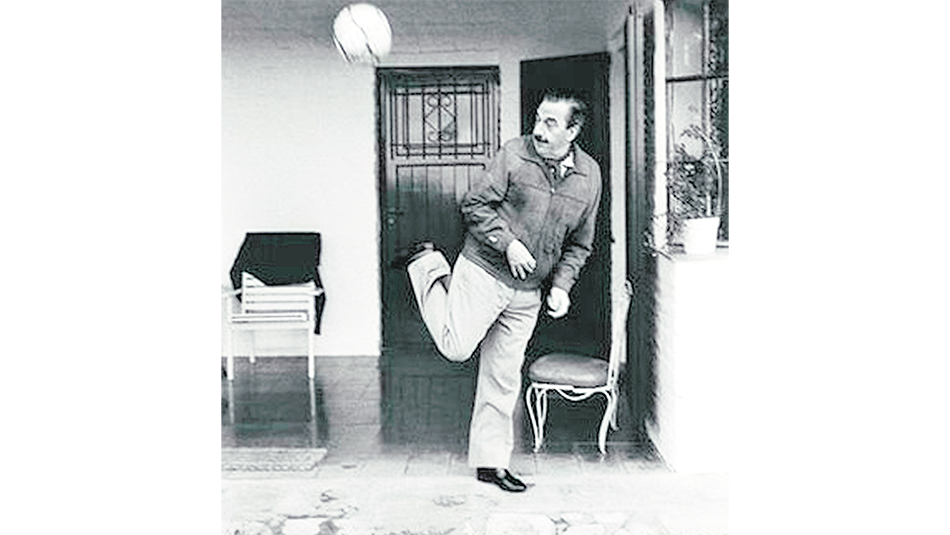 El ex presidente Raúl Alfonsín le pega a la redonda de taquito.