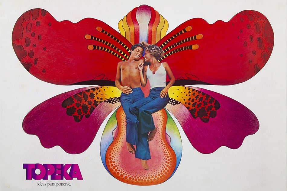 Afiche publicitario para la marca de indumentaria Topeka, 1986. Afiche publicitario, impresión offset sobre papel. Colección Museo de Arte Moderno de Buenos-Aires. Donación del artista.