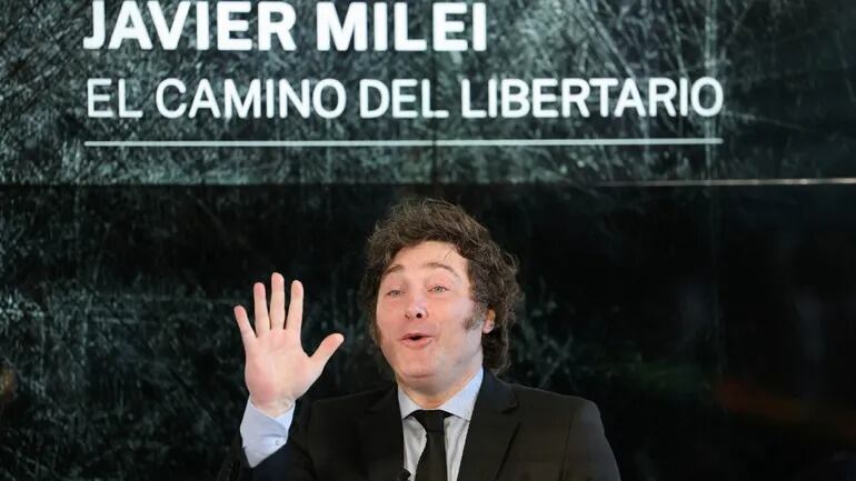 Javier Milei durante la presentación de su libro en Madrid.