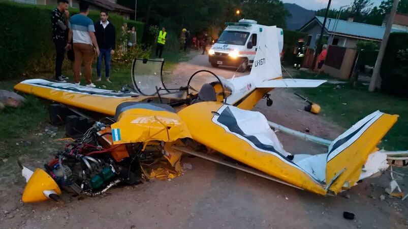 Así quedó la avioneta en Villa General Belgrano.