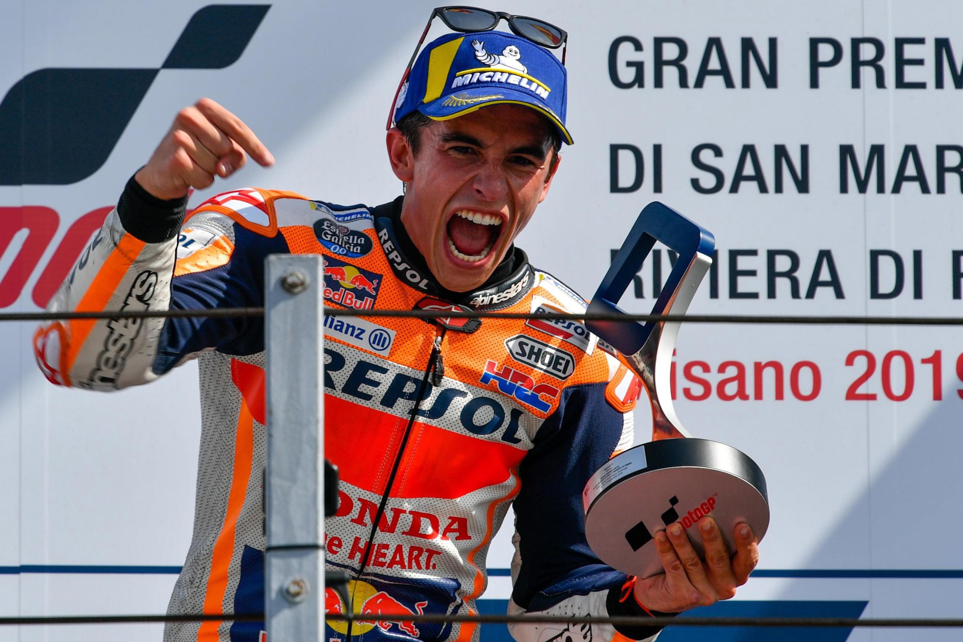 Marc Márquez, eufórico en San Marino.