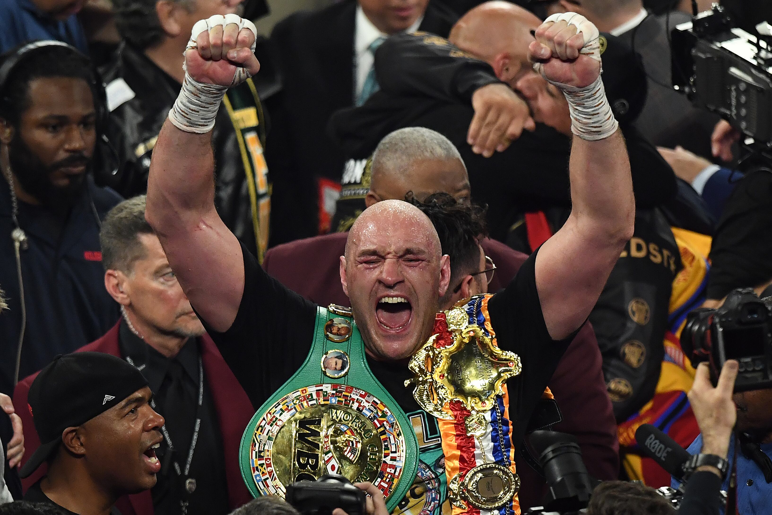 Tyson Fury celebra su pelea consagratoria ante Wilder.