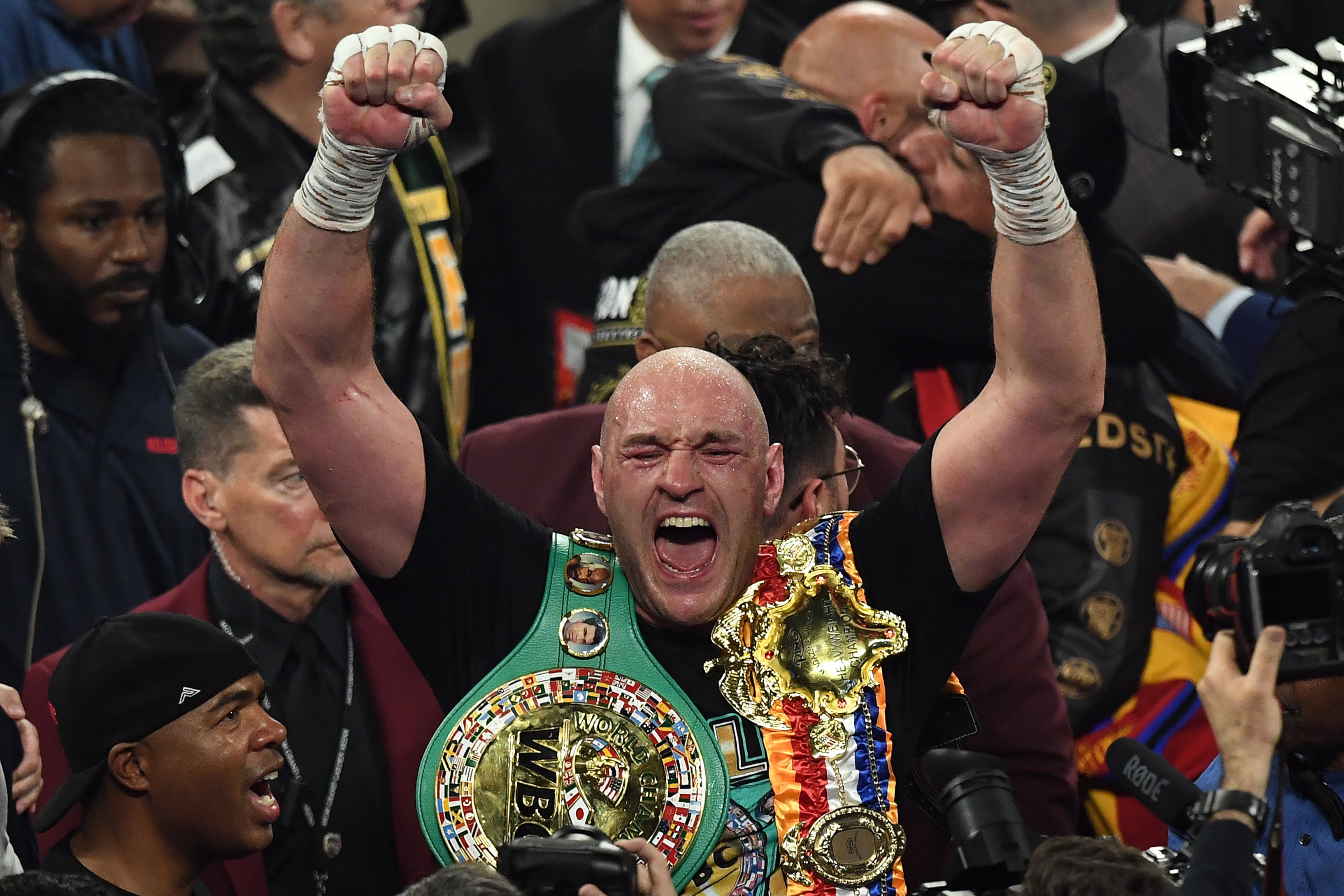 Tyson Fury celebra su pelea consagratoria ante Wilder.