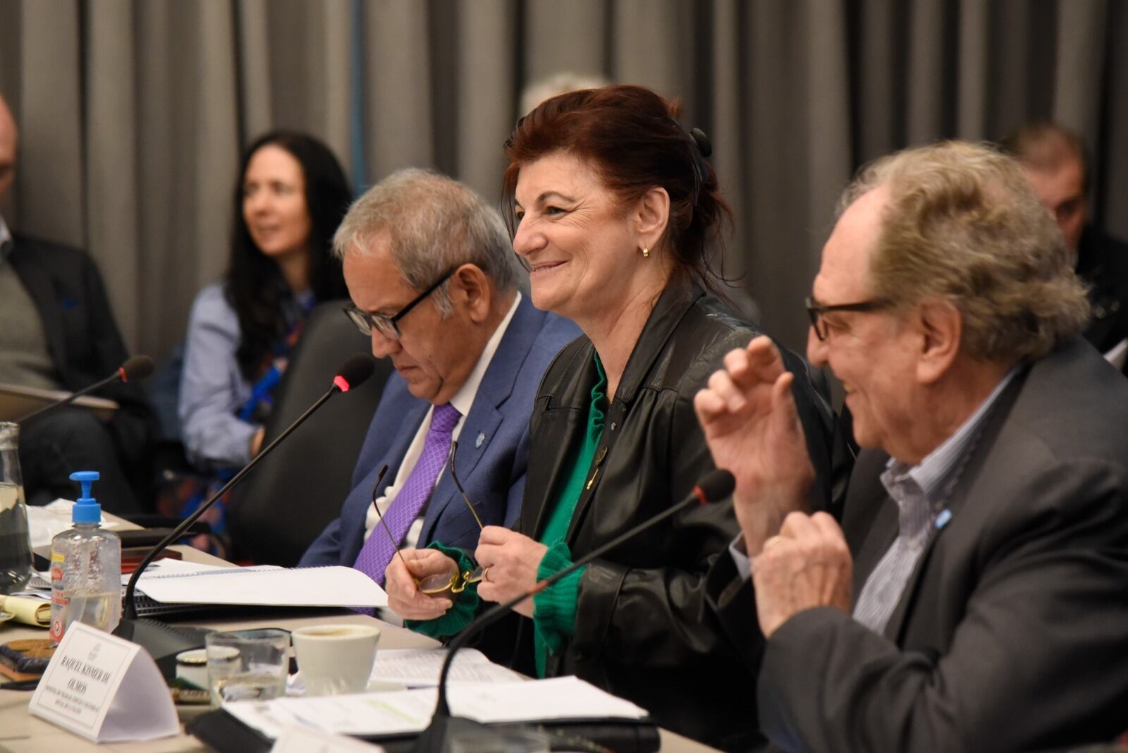 Sergio Palazzo, "Kelly" Olmos y Carlos Heller en la comisión de Presupuesto de la Cámara baja.