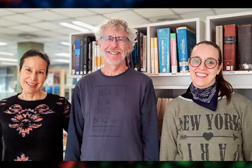 Damiana Giacomini, Alejandro Schinder y Natalí Rasetto, del Conicet.
