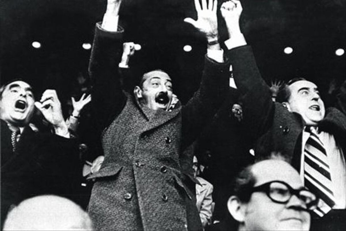 El dictadorJorge Rafael Videla, en pleno grito de gol en la final del Mundial 78.
