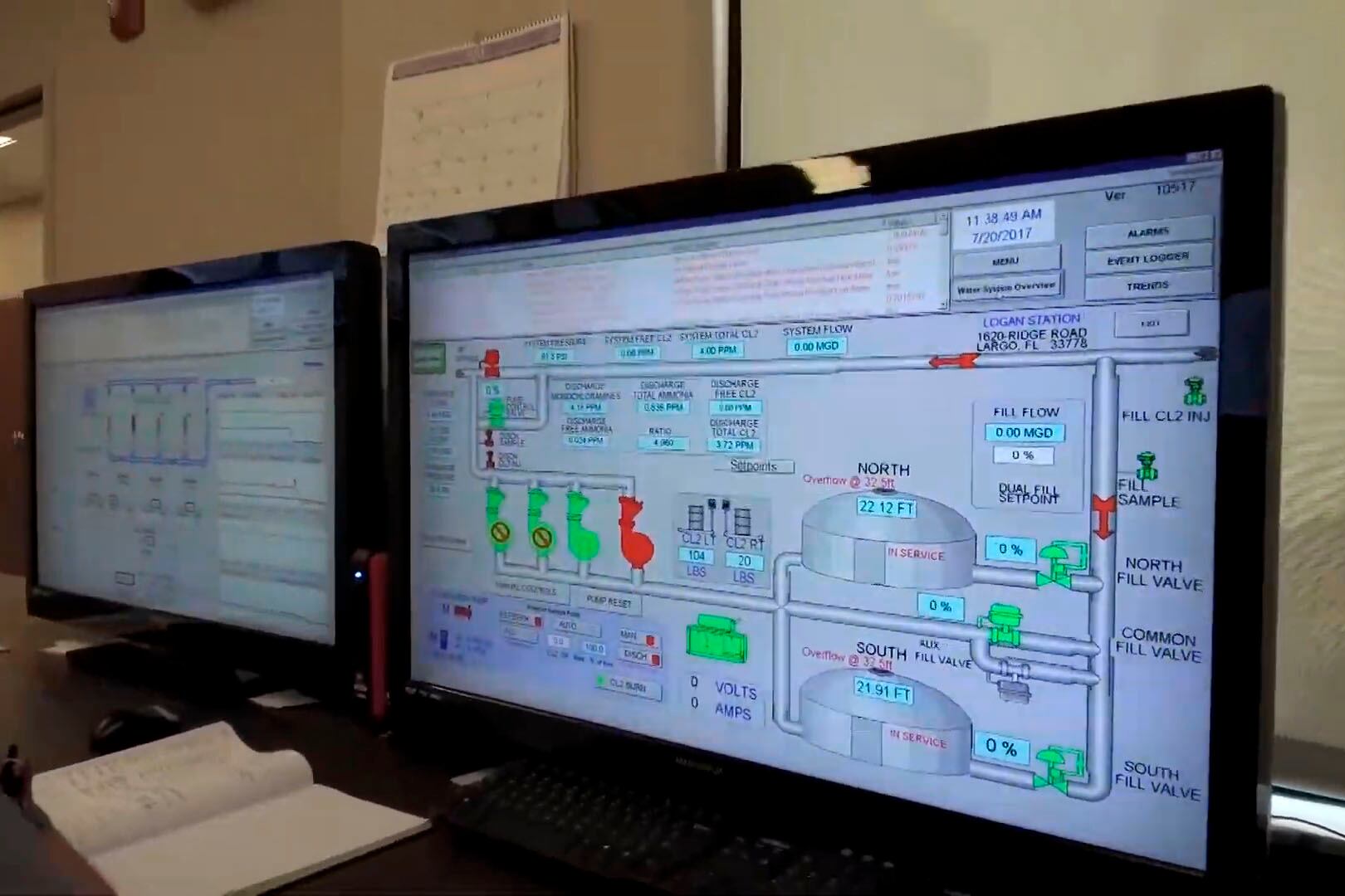 La computadora desde la que se controla la planta potabilizadora del condado de Pinellas, cuyo sistema fue atacado por un hacker.