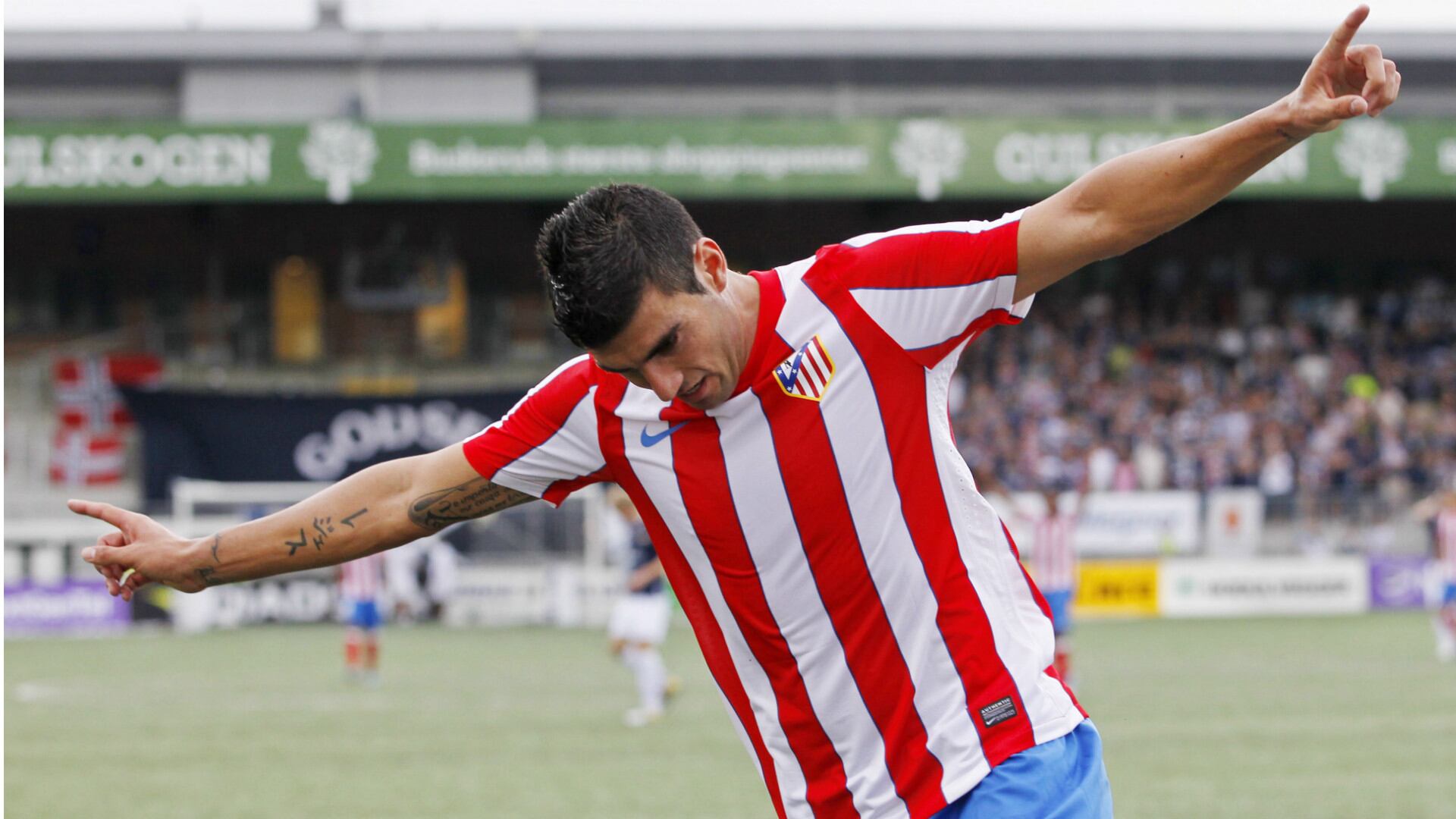 José Reyes durante un festejo en Atlético de Madrid, donde jugó 154 partidos y obtuvo tres títulos.