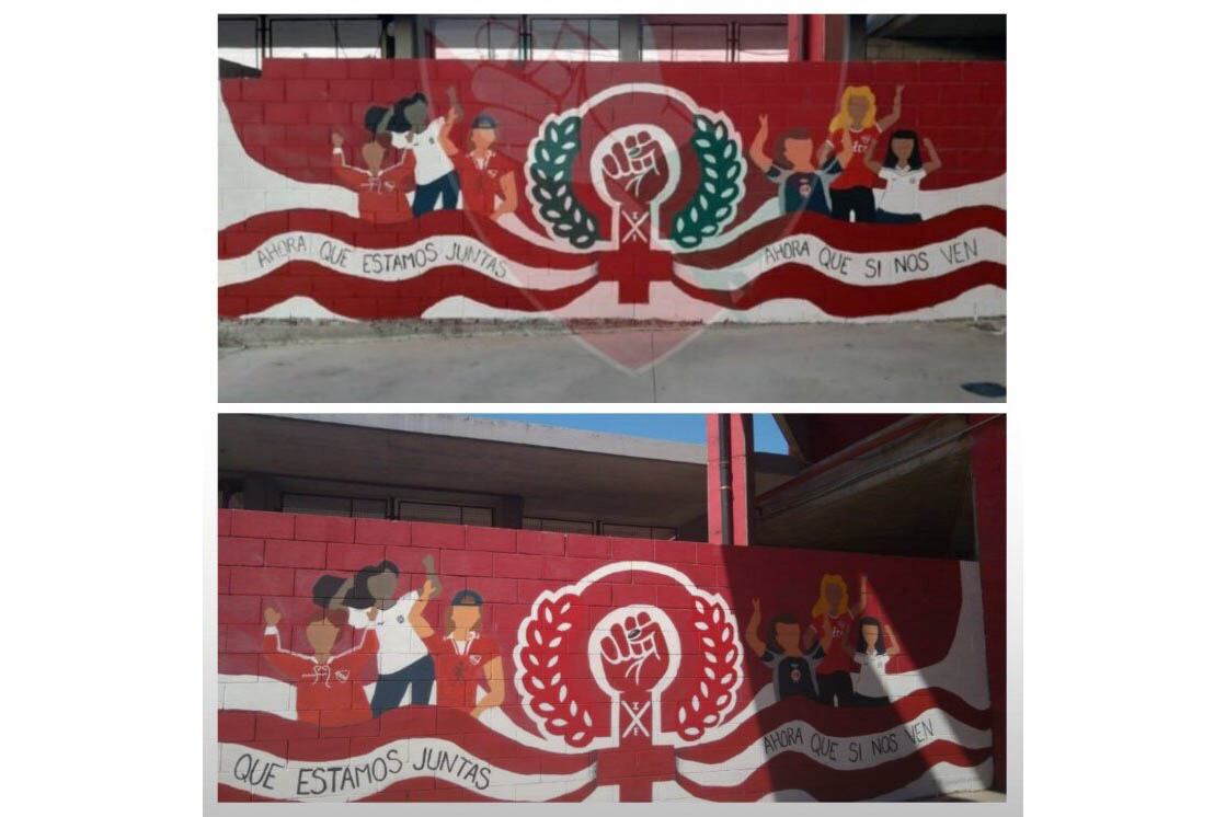 De un día para el otro, el mural perdió el color verde.