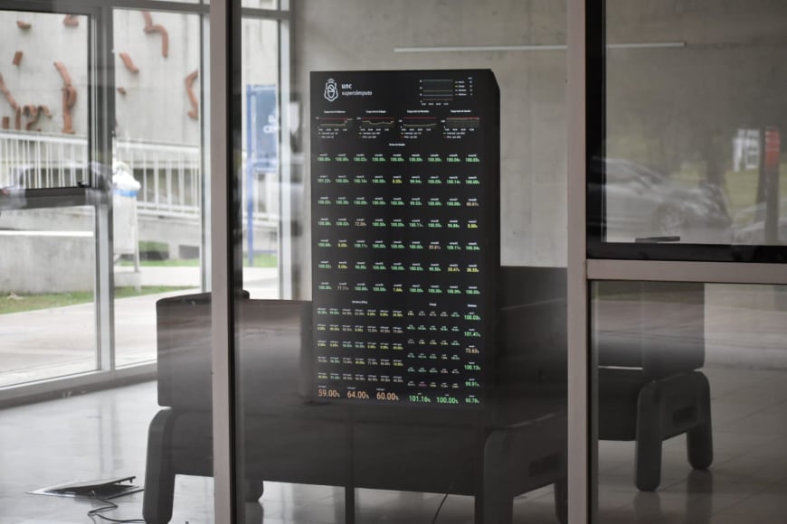 Dashboard instalado en la UNC que muestra el estado actual del supercómputo 