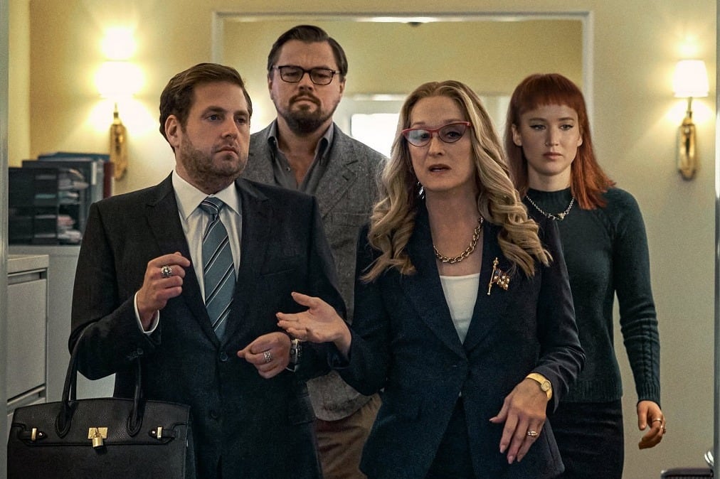 Merryl Streep y Leonardo Di Caprio en "No mires arriba"