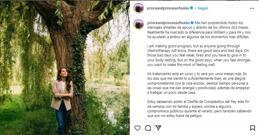 Kate Middleton se muestra por primera vez en público desde que le diagnosticaron cáncer