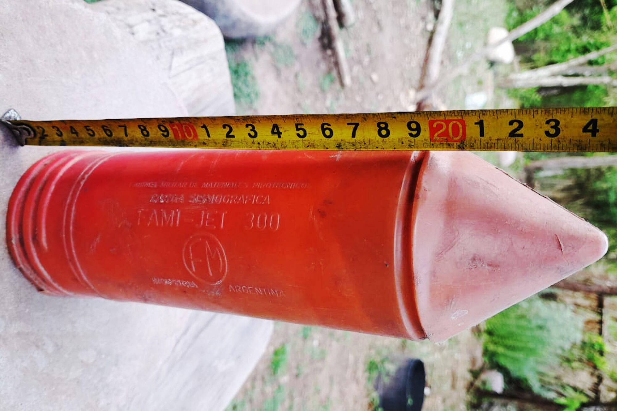 Explosivo de prospección sísmica hallado hace 13 años.