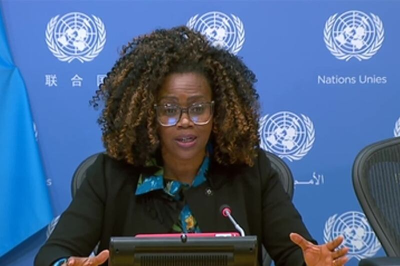 Epsy Campbell, quien fuera la primera presidenta del Foro y cultora de la diplomacia de la visibilidad, en conferencia de prensa. Imagen: UN Web TV.