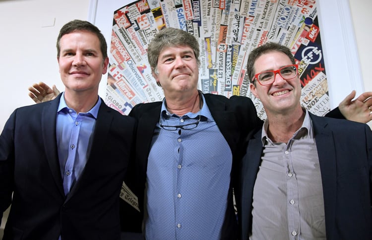 Cruz, Hamilton y Murillo, en su encuentro de hoy con la prensa en Italia.