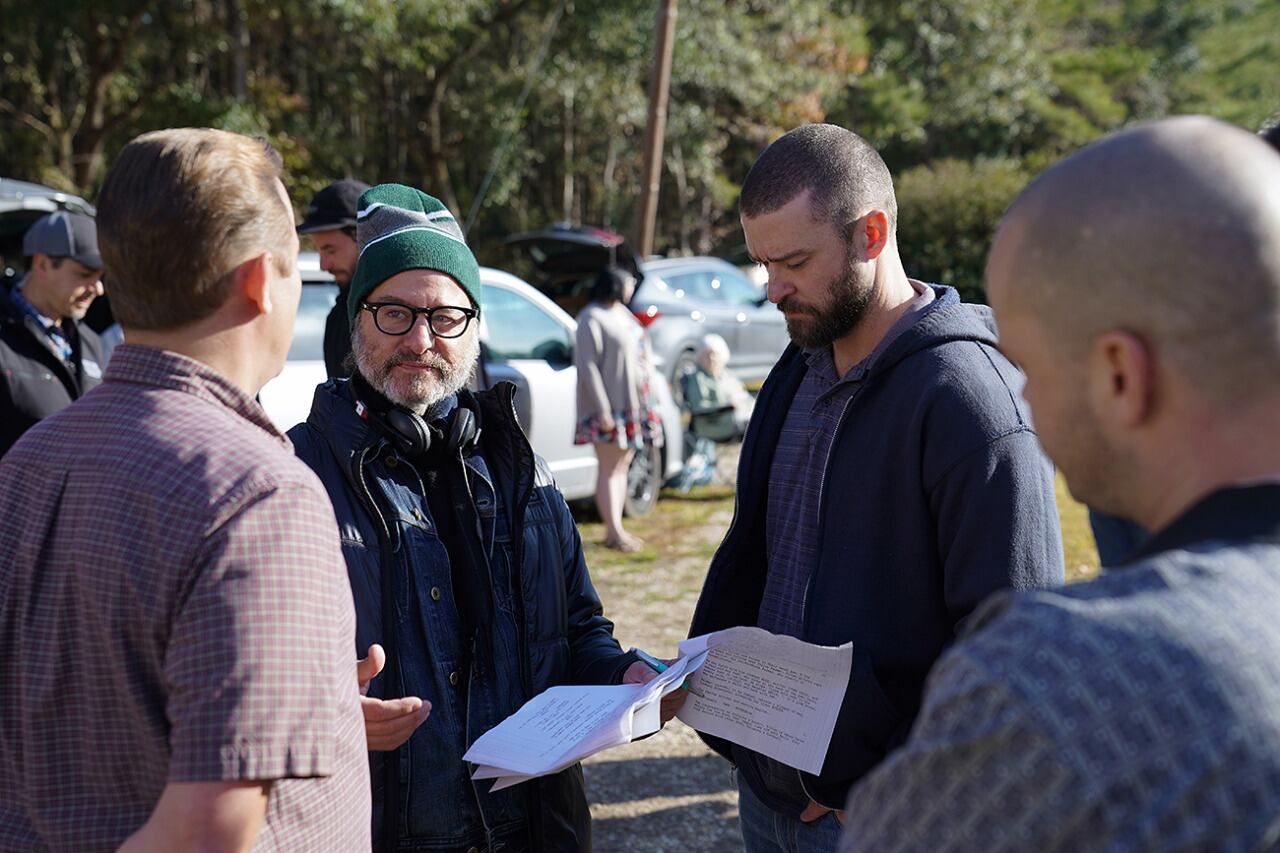 Stevens en el set con Timberlake, a quien define como "un gran actor".