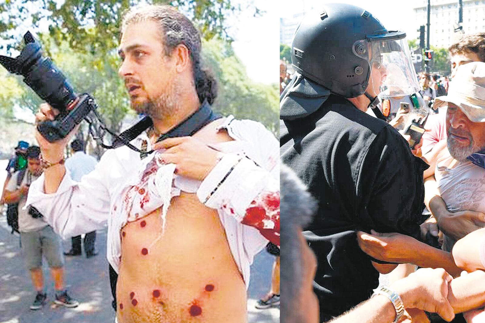 Pablo Piovano, baleado cubriendo la protesta por la reforma previsional. Bernardino Avila, golpeado y detenido cubriendo el Cuadernazo.