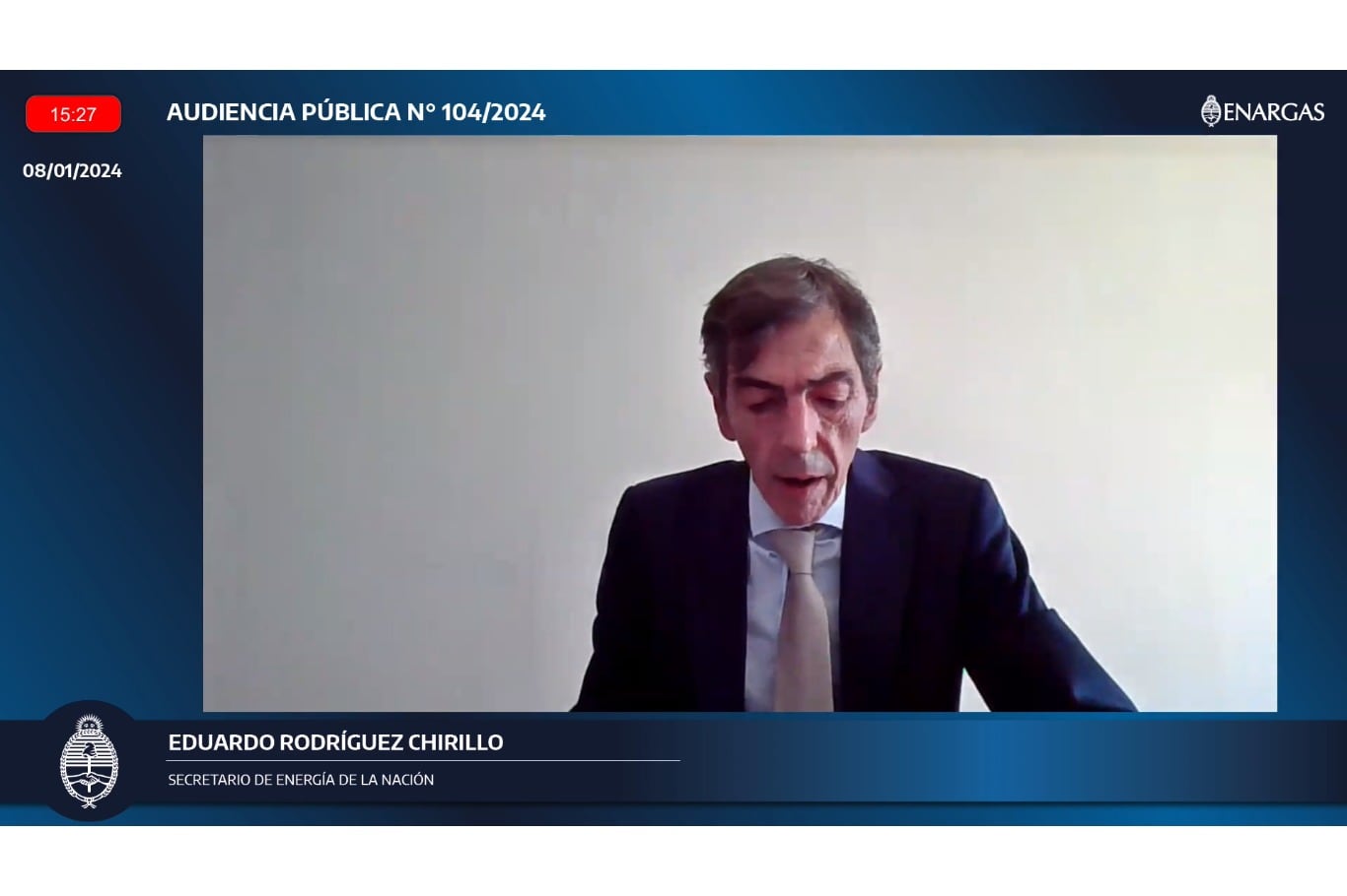 El secretario de Energía, Eduardo Rodríguez Chirillo, abrió la audiencia.