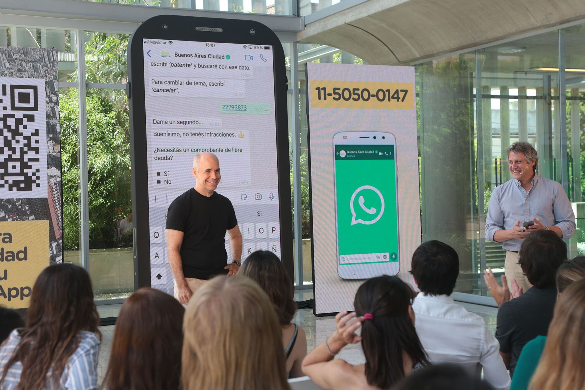 Horacio Rodríguez Larreta, durante la presentación de la línea 147, en 2019. 