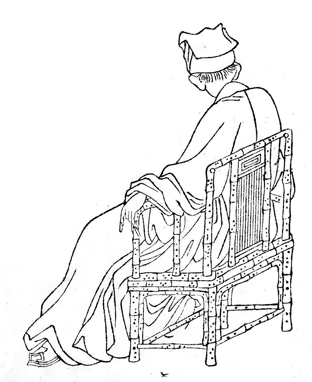 Wang Wei: autorretrato de espaldas.