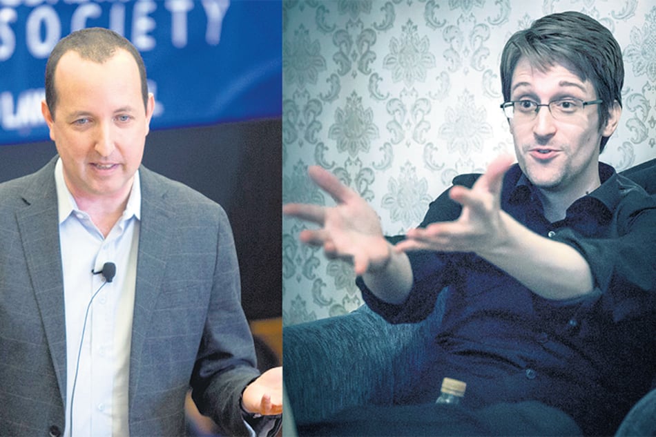 Ben Wizner (izq.) dice que su trabajo como abogado de Snowden (der.) es, en primer lugar, político antes que legal.