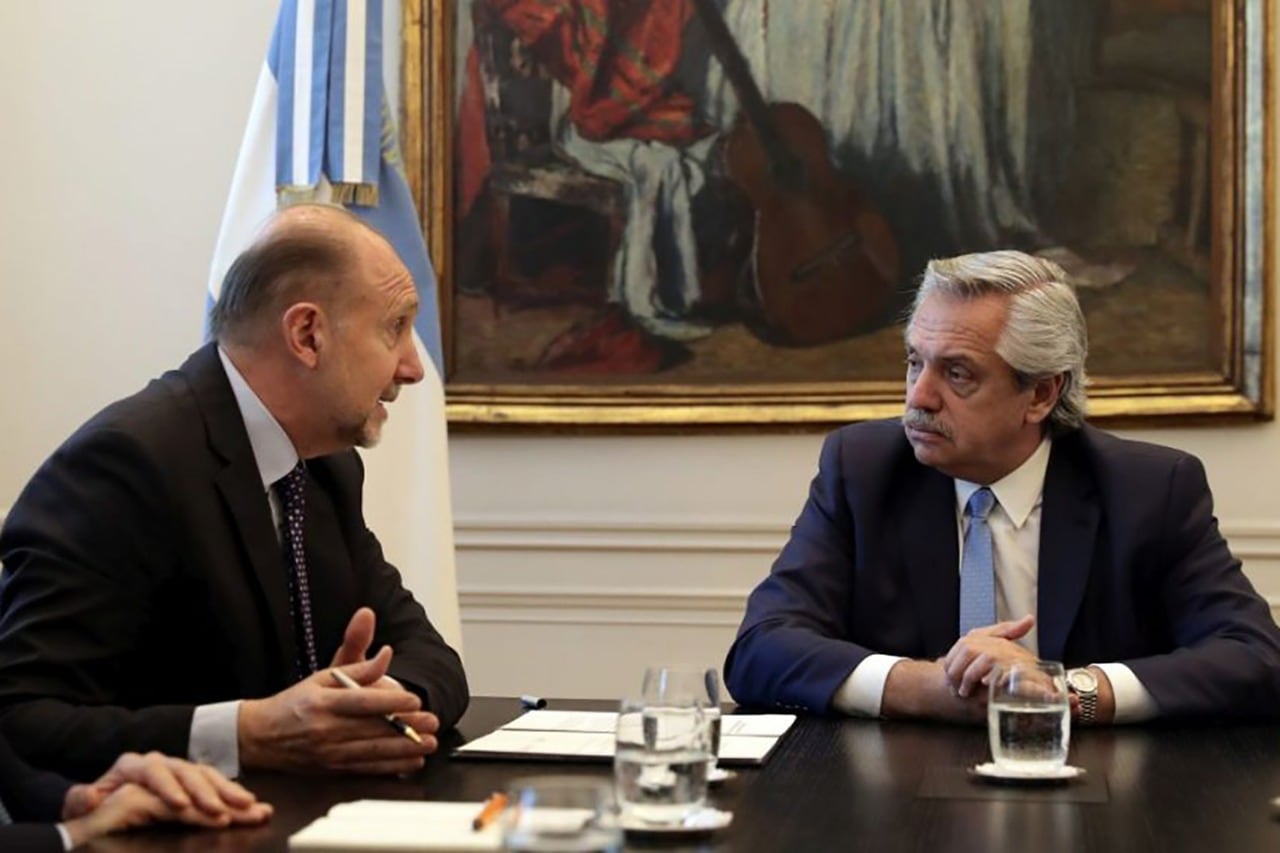Omar Perotti (gobernador de Santa Fe), con el presidente Alberto Fernández